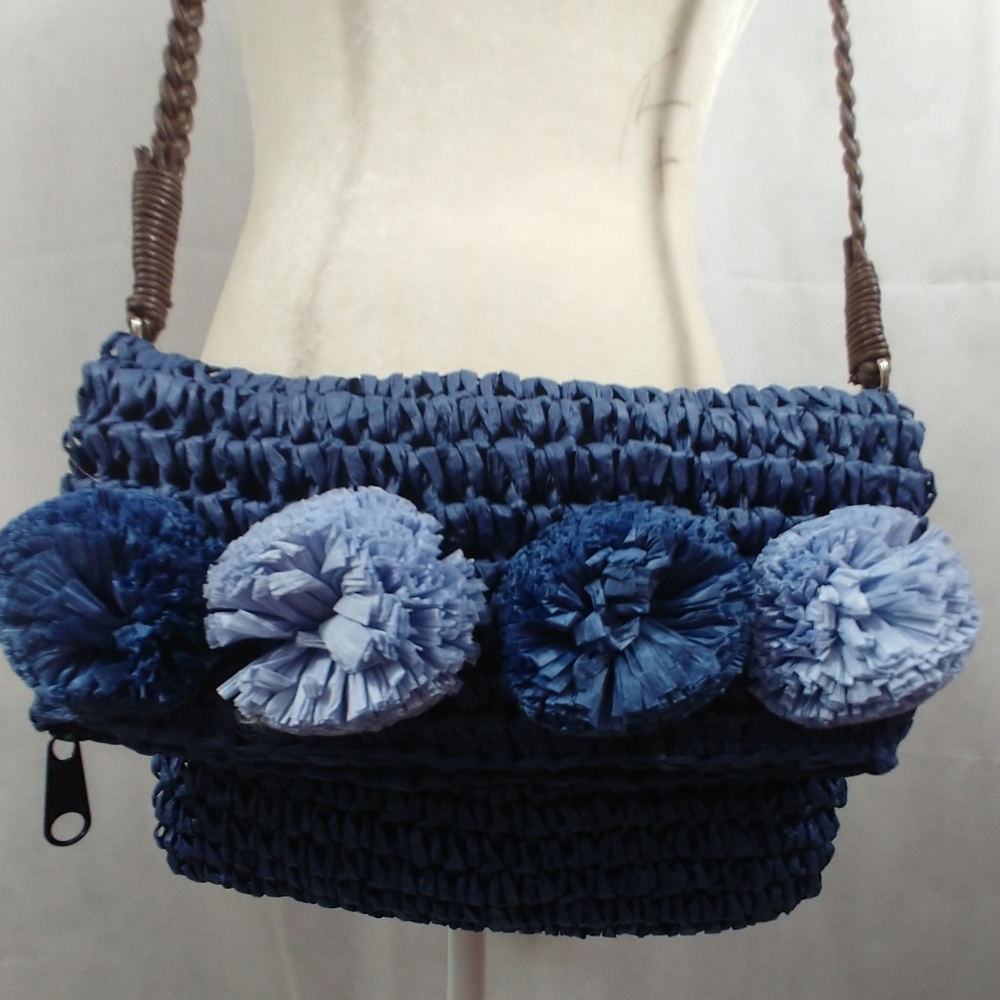 NWT Blue Miami Straw Crossbody